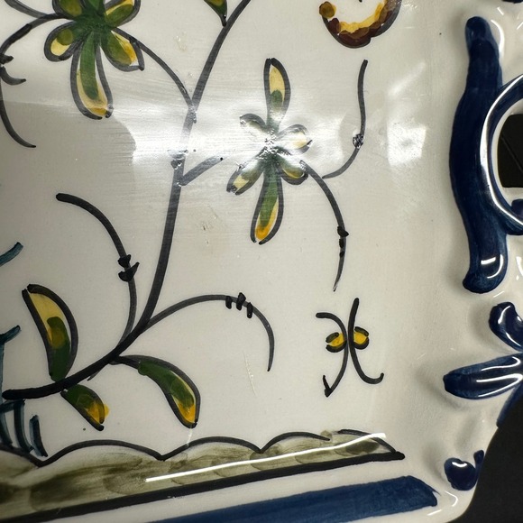 Sur la Table Appetizer Tray w/ Handles Portugal Stylized Foliage Folk Artsy - Picture 9 of 10